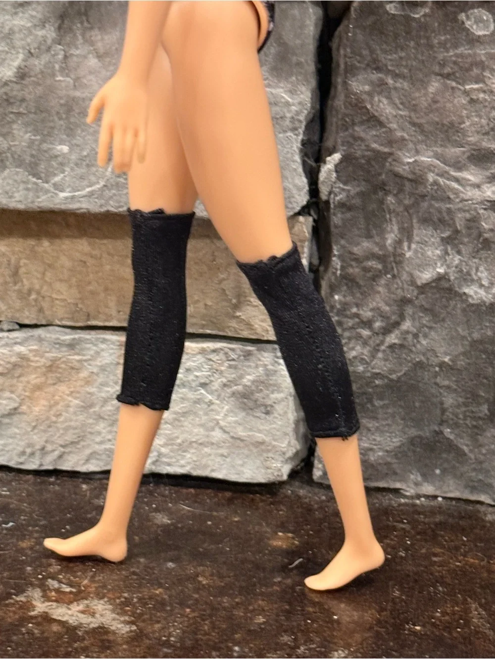 Barbie Vintage white socks black thread & black leg warmers